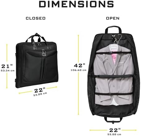 Suit Carry On Garment Bag Bundle with Gray and Black Bag for Travel & Business Trips with Shoulder Strap - Image 3