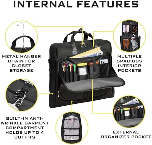 Suit Carry On Garment Bag Bundle with Gray and Black Bag for Travel & Business Trips with Shoulder Strap - Image 6