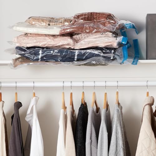 Amazon Basics Vacuum Storage Bags for Clothes, Space Saving Compression Storage Bags with Hand Pump, Heavy Duty, Stackable, Jumbo Size, Clear, 6-Pack - Image 5