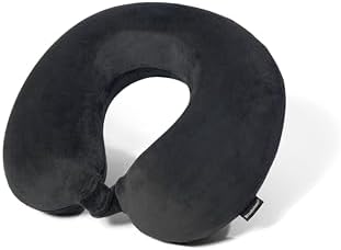 Brookstone Travel Neck Pillow - Lightweight Fleece Casing U-Shaped Stuffable Memory Foam Travel Pillow for Sleeping and Neck Support, Black - Image 4