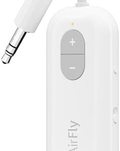 Twelve South AirFly SE | Bluetooth Wireless Audio Transmitter Adapter for AirPods/Headphones, 20+ Hr Battery, Works with 3.5mm aux Jacks on Airplanes, TVs, Gym Equipment, and Travel