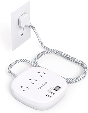 Flat Plug Power Strip, 6ft Ultra Flat Extension Cord - 3 Outlets 4 USB Ports (2 USB C) 22.5W/4.5A Desktop Charging Station, Power Strip No Surge Protection for Cruise Ship, Dorm Room Travel Essentials