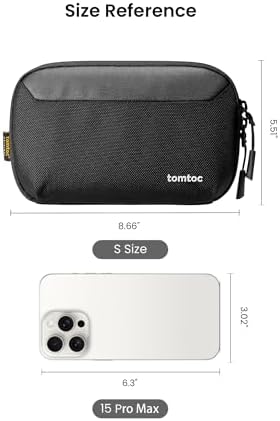 tomtoc Travel Cable Organizer Pouch, Electronics Accessories Organizer Portable Waterproof Double Accessories Carry Case for Cord, Charger, Cables, USB Drive, Black - Image 4