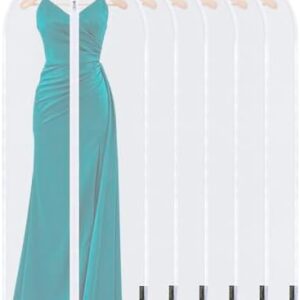 BALEINE 60'' Translucent Garment Bags, 6 Packs PEVA Dress Bag for Closet Clothes Dresses Suit Coats Storage (White, 6PK)