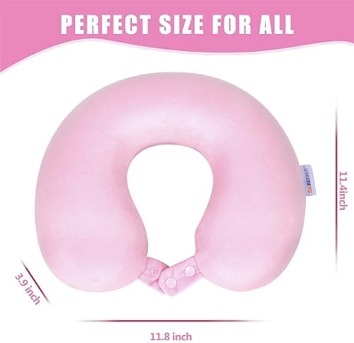 SAIREIDER Travel Neck Pillow 100% Pure Memory Foam Airplane Pillow for Head Support,Soft Adjustable Pillow for Plane, Car & Home Recliner (Pink) - Image 6