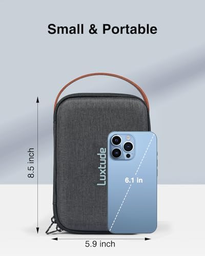 Luxtude Electronic Organizer Travel Case, Portable Tech Organizers, Hard Shell Zipper Case for Electronics, Travel Essentials, Black (External Size 8.5 x 5.9 x 2.5 Inch) - Image 4