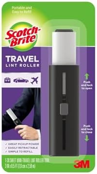 Scotch-Brite Mini Travel Lint Roller, Works Great On Pet Hair, 30 Sheets