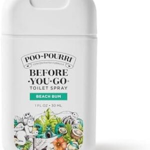 Poo-Pourri Before-You-Go Pocket Toilet Spray, Travel Essentials, Beach Bum, 1 Fl Oz, Up to 50 Uses, On-The-Go Bathroom Odor Deodorizer with Essential Oils, TSA Approved Size, Coconut Orchid Scent