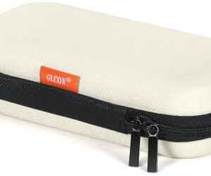 GLCON Off White Small Travel Electronic Organizer Case - Universal Hard Carrying Case Portable Storage Pouch Bag for Tech Accessories, Cable, Cord, MP3 Players, Card, Car Key Cash, SD Card