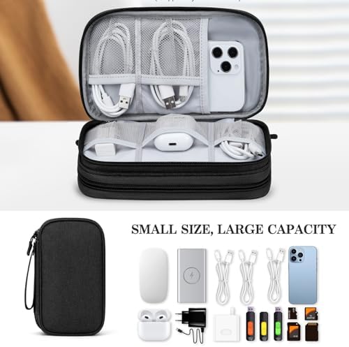 FYY Electronic Organizer, Travel Cable Organizer Bag Pouch Electronic Accessories Carry Case Portable Waterproof Double Layers Storage Bag for Cable, Cord, Charger, Phone, Earphone, Medium, Black - Image 6