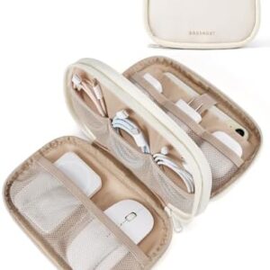 BAGSMART Electronics Organizer Travel Case, Cord Organizer for Women, Travel Cable Bag (Beige)