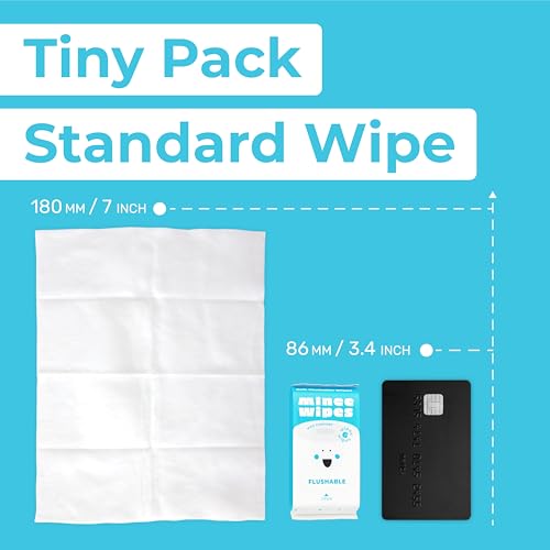 Impossibly Compact Travel Flushable Wipes - 99.5% Water and Aloe - Safe for Sensitive Skin, Hypoallergenic & Unscented - Travel Essentials for Adults, Kids & Baby Care - 8 Pack Total 48 Wipes - Image 5