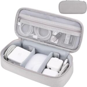 Cord Organizer Travel Case, Portable Tech Organizer Pouch Bag for Cable & Charger, Tech Electronics, Travel Essentials (Light Grey)