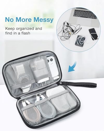 BAGSMART Cord Organizer Travel Cable Organizer Bag Tech Electronic Organizer Travel Case, Travel Essentials for Charger, Cable, Phone, Flash drive, Single Layer - Black - Image 5