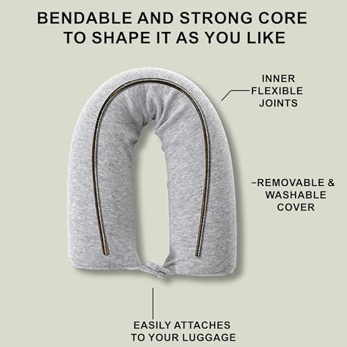 Dot&Dot Twist Memory Foam Travel Pillow for Airplanes - Travel Neck Pillow for Sleeping - Airplane Pillow for Neck Support, Chin, Lumbar and Leg - Adjustable, Bendable Neck Roll Pillow - Image 2