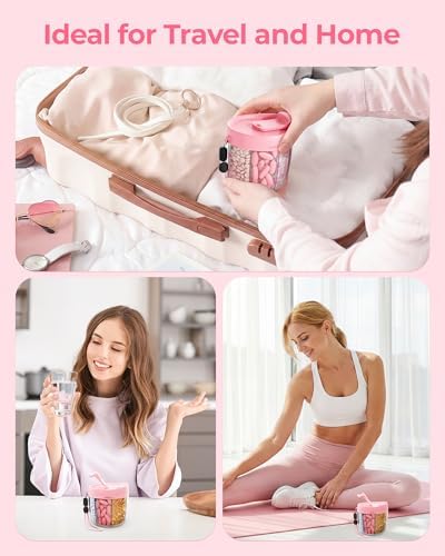 Cute Pill Dispenser with 7 Compartments, Pill Bottle Organizer with Anti-Mix Design, Portable Pill Organizer for Travel with Wide Mouth for Easy Access, BPA-Free Patented Pill Container, Pink - Image 7