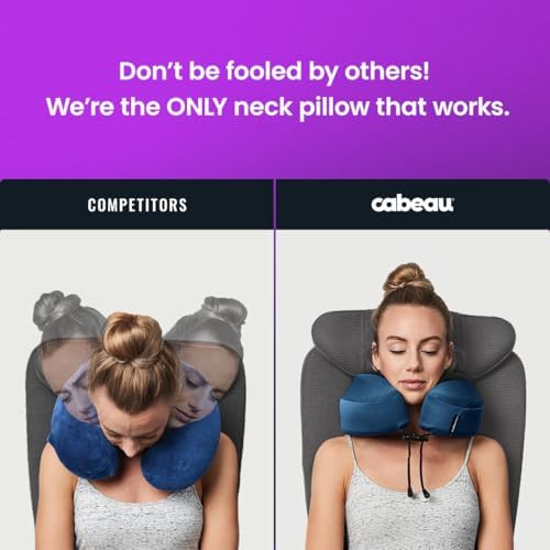 Cabeau Evolution S3 Travel Pillow – Straps to Airplane Seat – Ensures Your Head Won’t Fall Forward – Relax with Plush Memory Foam – Quick-Dry Fabric Keeps You Cool and Dry (Indigo)… - Image 7