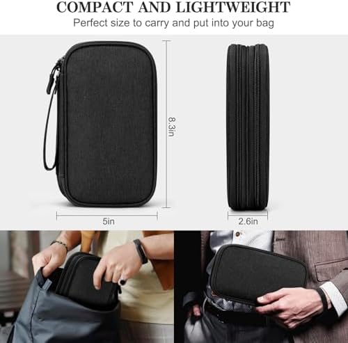 FYY Electronic Organizer, Travel Cable Organizer Bag Pouch Electronic Accessories Carry Case Portable Waterproof Double Layers Storage Bag for Cable, Cord, Charger, Phone, Earphone, Medium, Black - Image 2