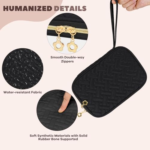 Electronics Organizer Travel Case, Charger Bag Cord Organizer Travel, Compact Tech Pouch Cable Organizer Bag for Charger, Cords, Phone, Headphones, Flash Drive, SD Card (Black, Small-Single Layer) - Image 3