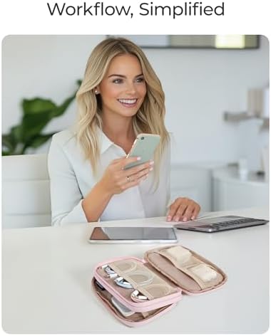 BAGSMART Electronics Organizer Travel Case, Cord Storage for Chargers Cables Phones, Compact Tech Accessories Pouch, Pink - Image 6