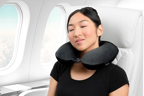 Brookstone Travel Neck Pillow - Lightweight Fleece Casing U-Shaped Stuffable Memory Foam Travel Pillow for Sleeping and Neck Support, Black - Image 3