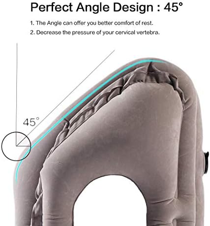 Inflatable Travel Air Pillow for Sleeping to Avoid Neck and Shoulder Pain, Comfortably Support Head and Lumbar, Used for Airplane, Car, Bus and Office (Grey) - Image 3