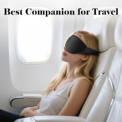 3D Eye Mask Sleep Mask for Men & Women, 100% Pressure-Free & Light Block-Out Eye Mask for Sleep with Easy Adjustable Strap, Night Eye Cover for Travel, Black - Image 7