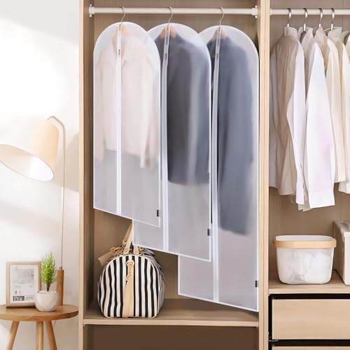 BALEINE 60'' Translucent Garment Bags, 6 Packs PEVA Dress Bag for Closet Clothes Dresses Suit Coats Storage (White, 6PK) - Image 5