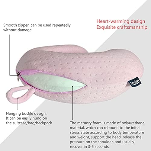 Neck Pillows for Sleeping Travel Pink Travel Pillow Comfortable U Shape Memory Foam Pillows Neck and Head Support Portable Travel Neck Pillow Suitable for Planes, Trains, Self-Driving Cars - Image 4