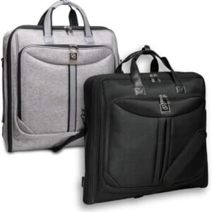Suit Carry On Garment Bag Bundle with Gray and Black Bag for Travel & Business Trips with Shoulder Strap