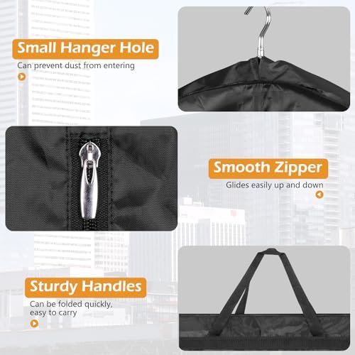 MISSLO 65" Long Garment Bags for Travel Dress Bags for Hanging Clothes Wedding Dress Cover Waterproof Clothes Protector for Closet Storage 2 Packs for Gowns, Tuxedos, Coats, Black - Image 8