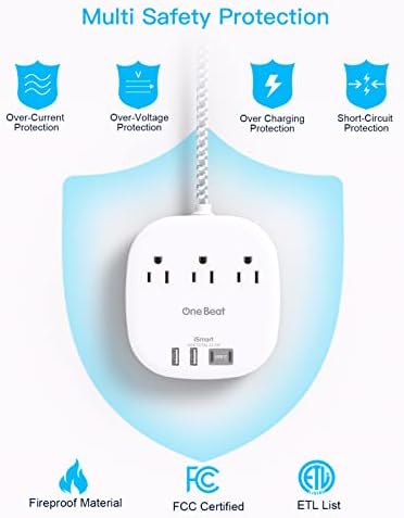 Flat Plug Power Strip, 6ft Ultra Flat Extension Cord - 3 Outlets 4 USB Ports (2 USB C) 22.5W/4.5A Desktop Charging Station, Power Strip No Surge Protection for Cruise Ship, Dorm Room Travel Essentials - Image 7