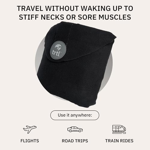 trtl Pillow - Scientifically Proven, Super Soft Neck Support Travel Pillow for Airplanes - Lightweight and Machine Washable - Ergonomic Design for Traveling on Flights, Cars, and Trains - Black - Image 3