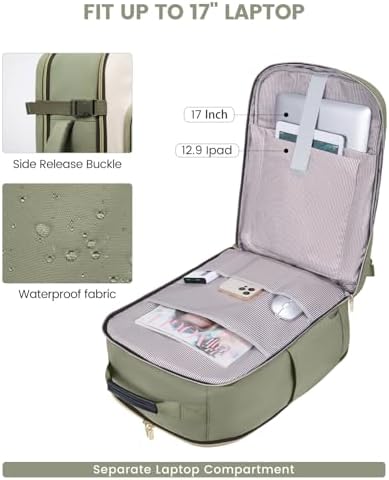 LOVEVOOK 40L Travel Backpack for Women & Men, Airline Approved Carry On Luggage with 3 Packing Cubes, TSA Overnight Bags, Waterproof Personal Item Bag, Weekender Essentials Backpacks fits 17" Laptop - Image 9