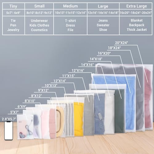 Clothes Packaging Bags for Shipping, 100 Count 10x13 inch Frosted Zipper Plastic Bags for Clothing, Clear Apparel Bag for T-Shirt, Shirt, Document, 3 Mil, with Vent Holes - Image 7