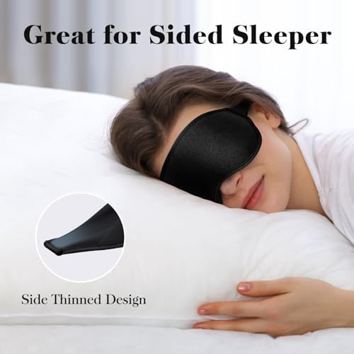 3D Eye Mask Sleep Mask for Men & Women, 100% Pressure-Free & Light Block-Out Eye Mask for Sleep with Easy Adjustable Strap, Night Eye Cover for Travel, Black - Image 6