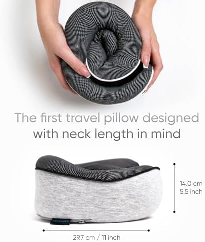 Proglobe Travel Neck Pillows for Airplanes, Sleeping Essentials for Long haul Flights, 360° Head Support, Car and Airplane Kit with 3D Contoured Eye Mask, Earplugs and Luxury Mesh Bag (Adult, Grey) - Image 5