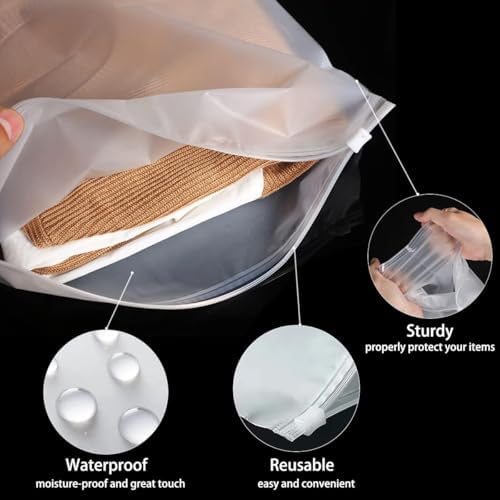 Belit 20 Pcs Travel Luggage Organizer Bags, 4 Sizes Packaging Bags for Clothing, Cosmetics, Toiletries, Reusable Plastic Zipper Bags for Hospital Bag, Travel Storage, Home Storage - Image 3