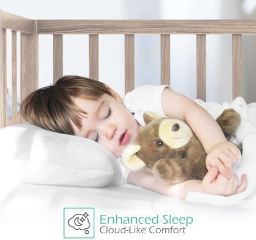 Nestl 2 Pack Toddler Pillow for Sleeping 13 x 18, Small Kids Pillow for Travel, Car, School, Nap, & Toddler Bed, Machine Washable Soft Cotton Child 2 Year Old and Up - White - Image 6