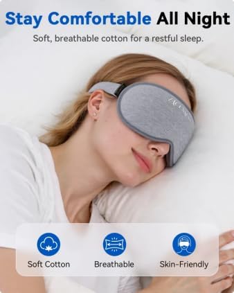 Weighted Eye Mask for Sleeping - Blackout Sleep Mask for Women Men, FACEMOON Lash Extension Eye Covers, Memory Foam, 3D Contoured, Airplane Travel Essentials, Blindfold for Meditation(Gray) - Image 7