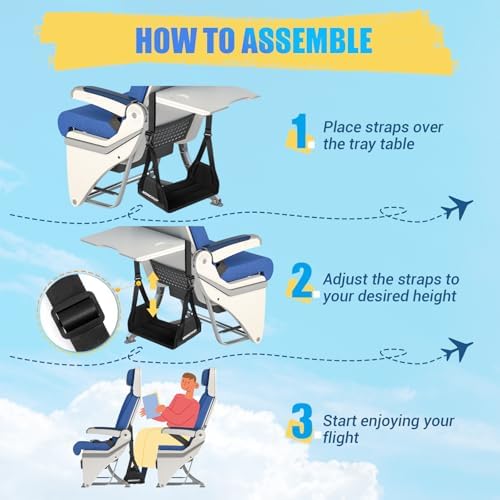 Airplane Foot Hammock, No Collapse Foot Rest for Plane Travel with Extended Adjustment Strap, Portable Desk Foot Hammock with Thickened Foam, Foot Sling Travel Essentials to Relax Your Feet - Image 4