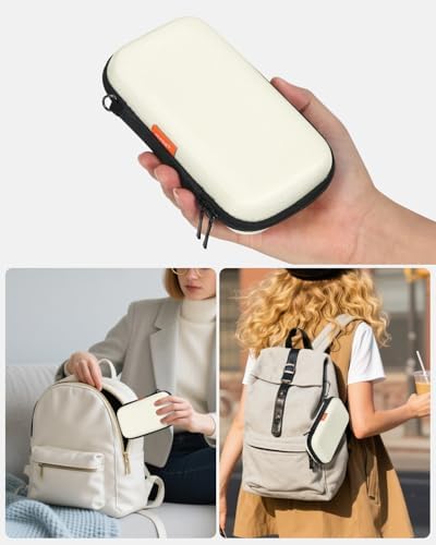 GLCON Off White Small Travel Electronic Organizer Case - Universal Hard Carrying Case Portable Storage Pouch Bag for Tech Accessories, Cable, Cord, MP3 Players, Card, Car Key Cash, SD Card - Image 6
