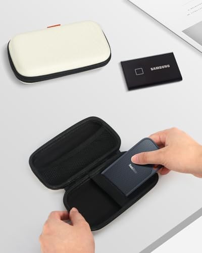 GLCON Off White Small Travel Electronic Organizer Case - Universal Hard Carrying Case Portable Storage Pouch Bag for Tech Accessories, Cable, Cord, MP3 Players, Card, Car Key Cash, SD Card - Image 7