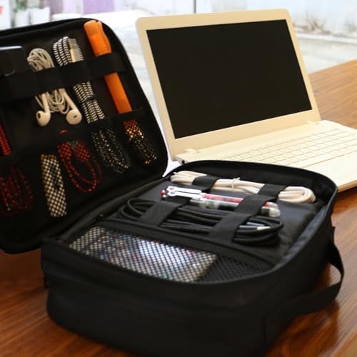 MATEIN Electronics Organizer Travel Case, Water Resistant Cable Organizer Bag for Travel Essentials, Gifts for Men, Storage Bag for Camera Accessories, Phone, Cord & Tablet, Black - Image 9
