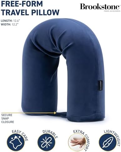 Brookstone Free Form Travel Pillow - Lightweight Flexible Memory Foam Travel Neck Pillow for Sleeping, Car, Airplane & Travel Support, Blue - Image 2