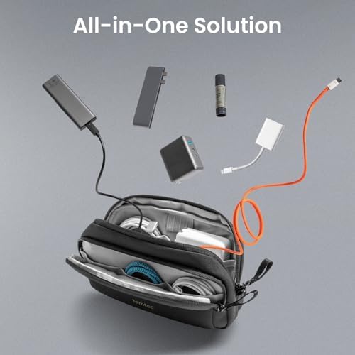 tomtoc Electronic Organizer Travel Case, Water Resistant Dual Compartment Tech Pouch Cable Organization Storage Bag for Charger, Cord, Phone, Hard Drive, Power Bank, Accessories Travel Essentials - Image 8