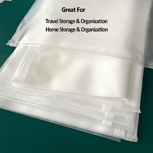 (20 pcs Value Pack) Travel Luggage Organizer Bags, Assorted Sizes, 4Mil Resealable Slider Zip Plastic Clothing Packaging, Frosted Travel/Home Storage and organizing Pouches, Space Saver Bag - Image 6