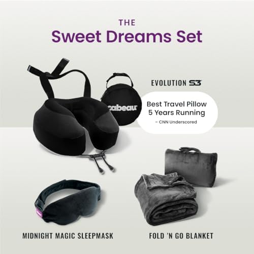 Cabeau Airplane Travel Pillow for Long Flights - Evolution S3 - Supportive Memory Foam with Seat Straps to Secure Your Head and Neck and Provides 360° Support (Jet Black) - Image 8
