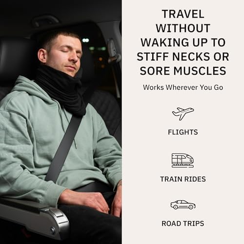 trtl Pillow - Scientifically Proven, Super Soft Neck Support Travel Pillow for Airplanes - Lightweight and Machine Washable - Ergonomic Design for Traveling on Flights, Cars, and Trains - Black - Image 4