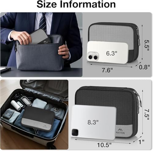 MATEIN Cord Organizer Travel Case 2 Pack, Water Resistant Tech Organizer Pouch for Small Electronic Accessories, Portable Electronics Case Carrying Bag for Cable, Changer, Earphone & Power Bank - Image 6